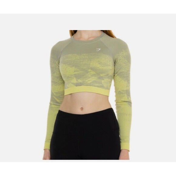Gymshark Tops - Gymshark Adapt Green Grey Ombre Women’s Crop Top